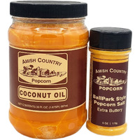 Amish Country Popcorn | Oil And Seasoning Variety Pack | Coconut Oil - 30 Oz And Ballpark Buttersalt Popcorn Salt - 6 Oz | Old Fashioned, Non-Gmo And Gluten Free