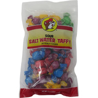 Buc-Ees Assorted Gourmet Sour Salt Water Taffy In A Resealable Bag, One 12 Ounce Bag