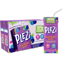 Plezi Fruit Juice Boxes For Kids, Blueberry Blast - Low Sugar Drinks With Dietary Fiber, Healthy Vitamin C, And Potassium Electrolytes - 6.75 Fl Oz (Pack Of 32)