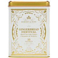 Harney & Sons Gingerbread Festival, Black Tea With Ginger & Cinnamon, 20Ct Sachet Tin