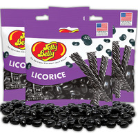Black Licorice Jelly Beans On The Go Bags, Soft And Chewy Old Fashioned Candies, Vegetarian Friendly Fat Free Candy Summer 2024 Travel Snack, Pack Of 3