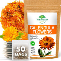 50 Bags Calendula Tea Dried Calendula Flowers Herb Herbal Tea (Calendula Officinalis) - 50 Count 1.5 G Tea Bags Calendula Flowers Flower Herb Tea Kalendula Te De Calendula