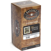 Baronet Coffee Pods [Toasted Almond-54 Pods] Flavored Single Cup Use, Like Senseo Coffee Pods [3 Boxes Of 18 Single Serve 10 Gram Pads] Regular Strength Soft Coffee Pods, Medium Roast [Toasted Almond]
