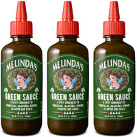 Melindas Green Sauce - Gourmet Mild Chile Verde Hot Sauce Made With Fresh Ingredients, Tomatillos, Jalapeo, Spinach & Cilantro - Kosher - 12 Oz, 3 Pack