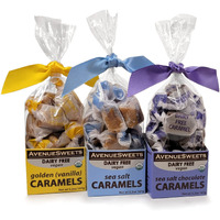 Avenuesweets - Handcrafted Dairy-Free Vegan Individually Wrapped Soft Caramels - 3 X 5.2 Oz Boxes - Trio