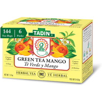 Tadin Mango Green Tea, Herbal Tea, Green Tea Bags, Caffeinated Tea, Tea Bags Individually Wrapped, 24 Tea Bags, Pack Of 6