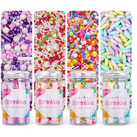 Sprinkles For Cake Decorating, Food Grade, Sprinkles Fancy Set 4 Colors 50G/Bottle, Sujoygar, Valentines Sprinkles For Cookie Decorating, Cupcake, Baking, Toppers Cookie, Chocolate