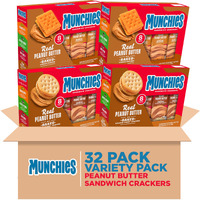 Munchies Sandwich Crackers, Assorted Peanut Butter Variety Pack (Pack Of 4, 32 Count)