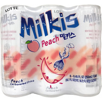 Lotte Milkis Soda Beverage, Peach, 8.45 Fl Oz (Pack Of 6)
