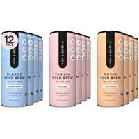 Pop & Bottle, Oat Milk Lattes - Cold Brew, Maca, Antioxidants, Ashwagandha, Mct Oil, Collagen, Organic, Diary Free, Gluten Free, Lightly Sweetened With Dates - Variety, 8 Fl Oz (12 Pack)