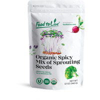 Food To Live Organic Spicy Mix Of Sprouting Seeds, 12 Ounces - Non-Gmo Broccoli, Radish, Alfalfa, Raw, Rich Germination Rate, Non-Irradiated, Pure, Kosher, Vegan Superfood, Bulk, Rich In Sulforaphane