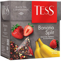 Tess Banana Split Black Tea Compositionblack Tea, Banana And Strawberry Leaf Tea In 20 Pyramid Sachets