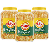 Mac's Original Pork Skin Canisters, Organic, Gluten Free, Zero Carbs, Keto Friendly Snacks, 7.5Oz (Pack Of 3)