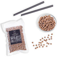 Boba Pearls | Tapioca Pearls | Locca Booba | 14 Oz (10 Servings) | Premium Easy To Cook | No Preservatives | With Straws And Boba Pearls Recipe Card | Vegan | Brown Sugar Boba