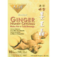 Prince Of Peace Ginger Honey Instant Crystal Tea - 10 Bags Per Pack - 6 Packs Per Case.