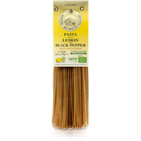 Morelli Lemon Pepper Linguine Pasta With Wheat Germ - Linguine Organic Pasta - Naturally Flavored Pasta Made In Italy - Imported Italian Pasta From Italy - 8.8 Ounce