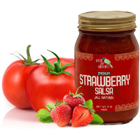 Green Jay Gourmet Strawberry Salsa - Strawberry-Flavored Fruit Salsa - Medium Heat Picante Salsa - Gourmet Salsa Dip With No Preservatives - Gluten-Free, Small Batch Natural Salsa Sauce - 17 Ounces