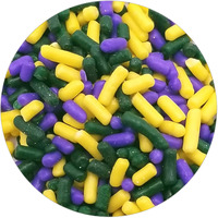Ncs Mardi Gras Purple, Yellow, Green Edible Jimmies Mix Sprinkles, 8 Ounces - Great For Cupcakes, Cookies, Cakes, Cakes Pops