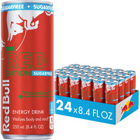 Red Bull Red Edition Sugar Free Energy Drink, Watermelon, With 80Mg Caffeine Plus Taurine & B Vitamins, 8.4 Fl Oz, Pack Of 24 Cans
