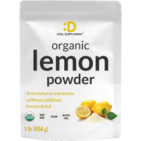 Organic Lemon Powder, 1Lb - Real Freeze-Dried Lemon Source - Rich In Essential Vitamin C - Natural Immune Support - Raw Lemon Juice Flavor & Aroma - Non-Gmo, Filler Free, No Sugar