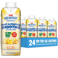 Carnation Breakfast Essentials Fruit And Protein Smoothie Nutritional Drink, Tropical, 24 - 8 Fl Oz Cartons