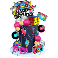 20 Pcs 80S 90S Cake Toppers Retro Hip Hop Cake Decorations For Born In The 80's 90S Decade Throwback Party Decorations Supplies (Style 1)