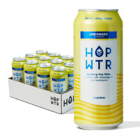 Hop Wtr - Sparkling Hop Water - Lemonade (12 Pack) - Na Beer, No Calories Or Sugar, Low Carb, With Adaptogens And Nootropics For Added Benefits (16 Oz Cans)