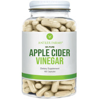 Antler Farms - 100% Pure Apple Cider Vinegar With Mother, 180 Capsules, 500Mg - A Powerful Ally For Gut And Heart Health, Appetite Control, And Weight Management - Vegan, Gluten-Free & Non-Gmo