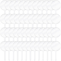 50 Pieces 2 Inch Round Acrylic Cupcake Toppers Blank Cupcake Stick Toppers Clear Mini Diy Cake Topper For Birthday Festival Party Baby Shower Wedding Party Cupcake Decoration