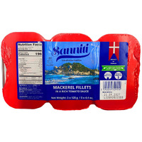 Sanniti Mackerel Fillets In A Rich Tomato Sauce | Super Food | High In Protein | High In Omega 3, 4.4 Oz (Pack Of 3)