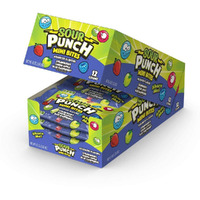 Sour Punch Mini Bites Strawberry Apple Blue Raspberry Flavored Sour Chewy Candy 3.5Oz Bag (12 Count)