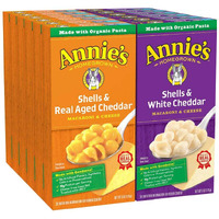 Annie's Organic Macaroni And Cheese Variety Pack, Shells & White Cheddar And Shells & Real Aged Cheddar, 6 Oz (Pack Of 12)