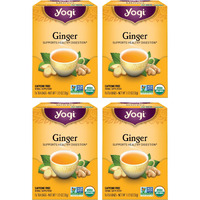 Yogi Tea Ginger Tea - 16 Tea Bags Per Pack (4 Packs) - Organic Ginger Tea Bags - Digestive Support Tea - Includes Ginger Root, Lemongrass, Licorice Root, Peppermint Leaf & Black Pepper
