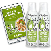 Chosen Foods 100% Pure Avocado Oil Spray, Keto And Paleo Diet Friendly, Kosher Cooking Spray For Baking, High-Heat Cooking And Frying (13.5 Oz, 2 Pack) + Digital Recipe Book