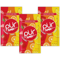 Pur Jumbo Gum | Aspartame Free Chewing Gum | 100% Xylitol | Natural Strawberry, Banana, Orange Flavor, 20 Pieces (Pack Of 3)