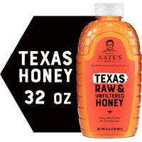 Nate's Texas 100% Pure, Raw & Unfiltered Honey - 32 Oz. Squeeze Bottle - All-Natural Sweetener