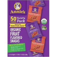 Annie's Fruit Snacks Variety 50 Pack Size Organic Fruit Flavoured Snacks Berry Patch And Summer Strawberry, Pack Of 50 Pouches, No Synthetic Colours, Gelatin Free, Gluten Free, Vegan, Snacks (50 Pack