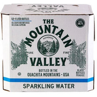 The Mountain Valley 1 Liter Sparkling Water In Glass Bottle 1 Liter (Pack Of 12)
