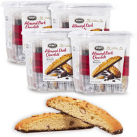 Nonni's Cioccolati Biscotti Italian Cookies - 4 Tubs - Italian Biscotti Cookies - Biscotti Individually Wrapped Cookies W/Premium California Almonds & Dark Chocolate - Kosher Coffee Cookies - 21 Oz