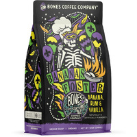 Bones Coffee Company Bananas Foster Ground Coffee Beans, Banana Rum & Vanilla Flavor, Low Acid Flavored Coffee, Made With Arabica Coffee Beans, Medium Roast Gourmet Coffee (12 Oz)