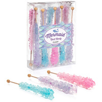 Candy Envy - Mermaid Rock Candy Sugar Sticks - 10 Indiv. Wrapped - Pink, Light Blue, Lavender