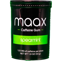 Maax Caffeine Gum | 125Mg Of Caffeine Per Piece | Spearmint | 25 Pieces Per Container | Focus Supplement