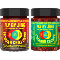 Flybyjing Spicy Crunchy Sauce Bundle: Original & Extra Crunchy Chili Crisp - Premium All-Natural Vegan And Sugar Free - Crispy Tingly Savory Sichuan Hot Sauces, Good On Everything, 6Oz (Pack Of 2)