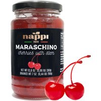 Nappi 1911, Maraschino Cocktail Cherries With Stem In Syrup, 13.76 Oz (390 G) Jar, Product Of Italy