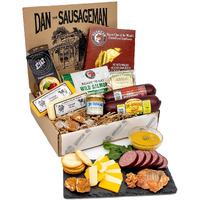 Dan The Sausageman's Pacific Northwest Gourmet Gift Basket Ready To Eat Alder Salmon, Smoked Beef Summer Sausages, Sockeye Salmon, Cheddar And Swiss Cheeses- Great For Hiking, Travel, Road Trips