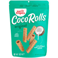 Sun Tropics Cocorolls Original Flavor- 6 Count (4 Oz Each) | Crisp Rolled Wafer Cookies, Coconut Rolls Made With Pure Coconut Cream | Gluten Free & Dairy Free Coconut Wafer Snack