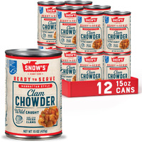 Snow's Manhattan Clam Chowder, 15 Oz Can (Pack Of 12) - 11G Protein Per Serving - Ready-To-Serve Authentic Manhattan Style Recipe
