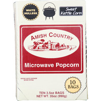 Amish Country Popcorn | Old Fashioned Microwave Popcorn | 10 Bags Sweet Kettle White Hulless | Non-Gmo, Gluten Free, Microwaveable And Kosher (10 Bags)
