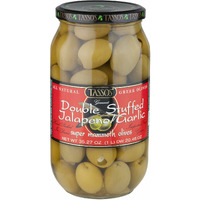 Tassos Double Stuffed Jalapeno And Garlic Olives, 1 Liter (Pack Of 2)