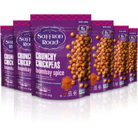Saffron Road Organic Bombay Spice Crunchy Roasted Chickpea Snacks- 5.4Oz 6-Pack, Gluten Free, Non-Gmo, Vegan Dried Crispy Chickpeas With Protein, Fiber